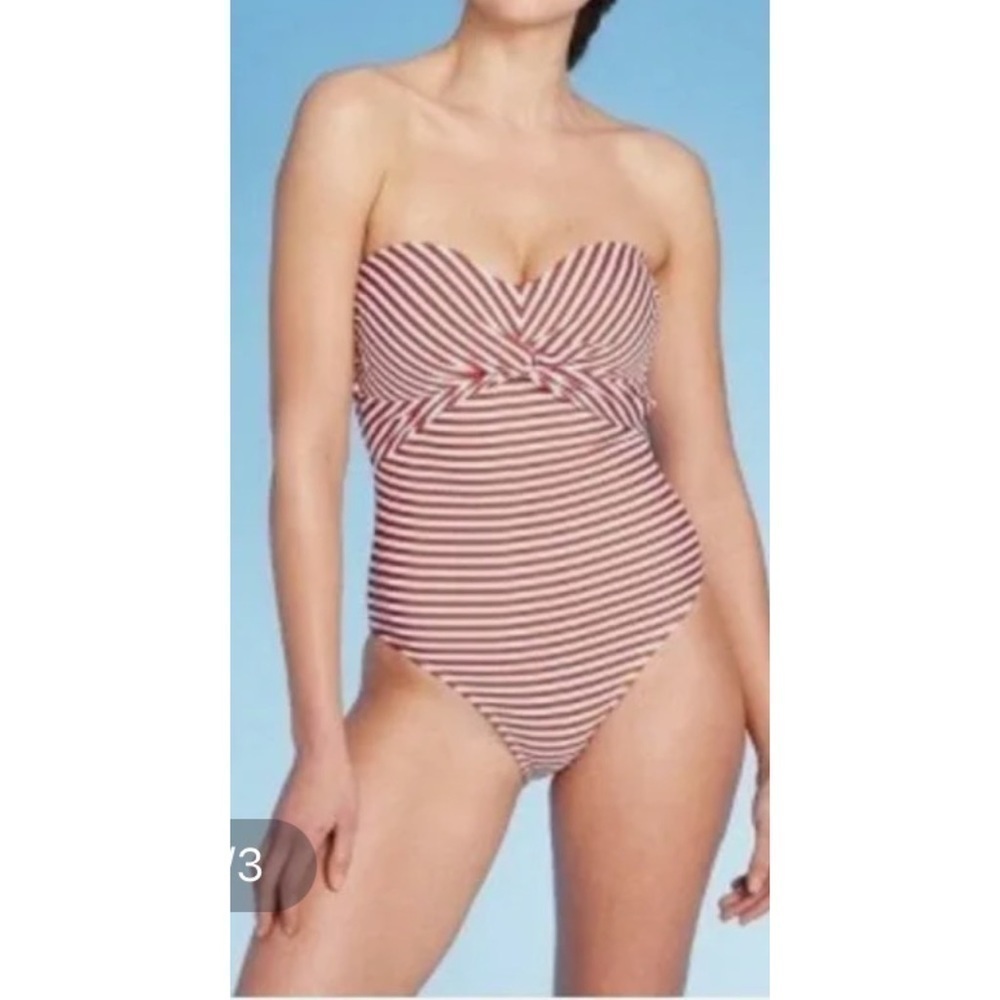 KONA Sol Stripped Twisted Bandeau Piece Swimsuit